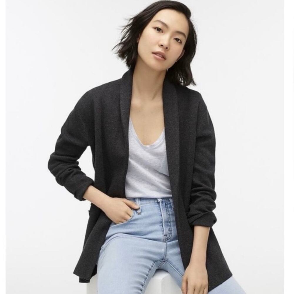 J.Crew Gray Wool Blend Camille Sweater Blazer Shawl Collar Sz.M